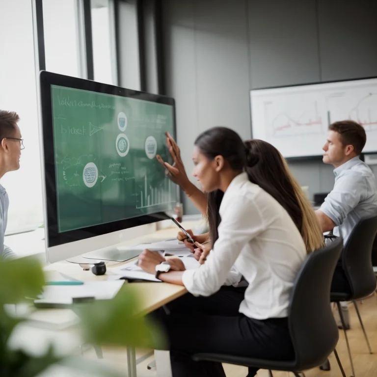 Team collaborating in strategic business training session